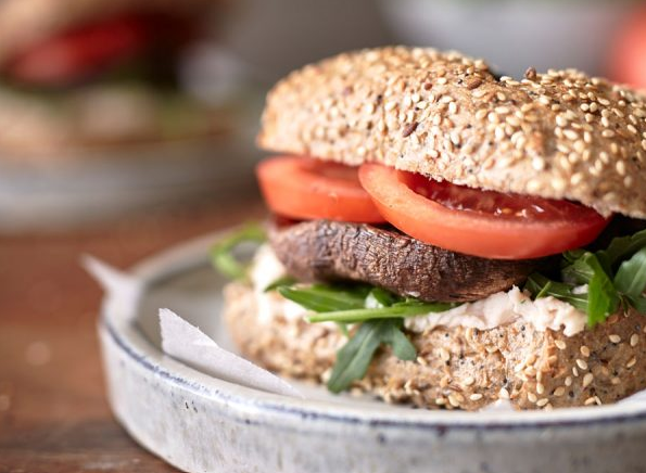 Grilled Mushroom Burger with White-Bean Puree | Nutrition.gov