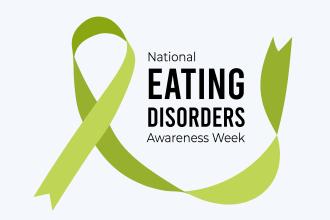 National Eating Disorders Awareness Week illustration with green ribbon